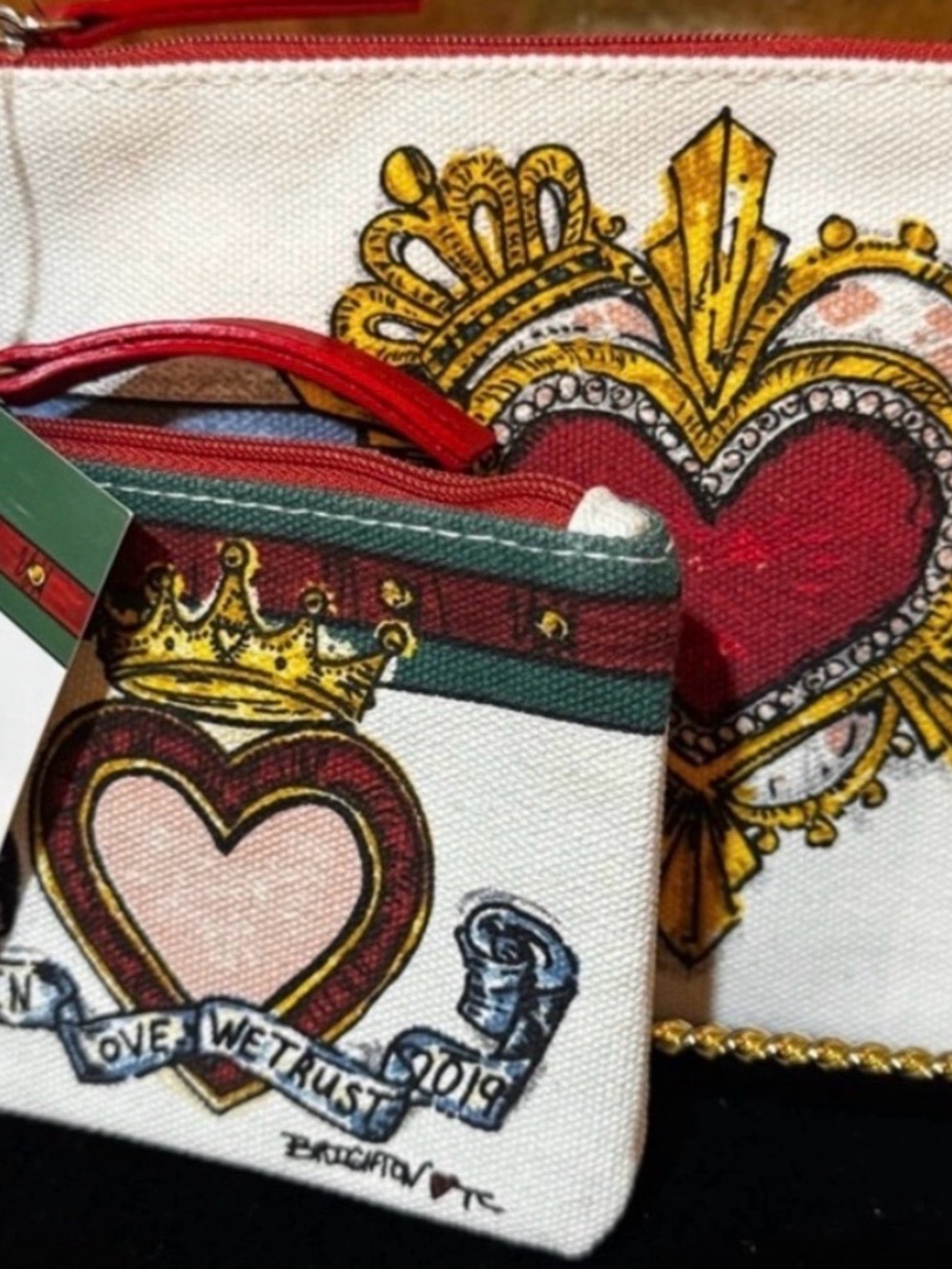 Brighton Heart and Crown Canvas Wristlet in Red, Gold and Blue
